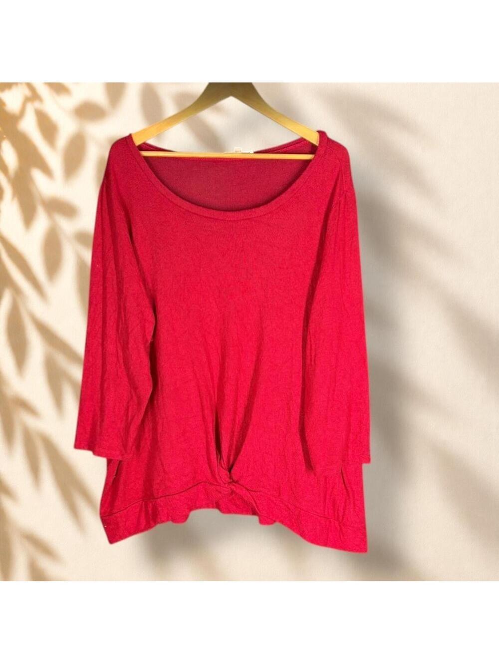 Daily Thread Sweater Pullover Women 2X Plus Red Knit Long Sleeve Rayon Soft